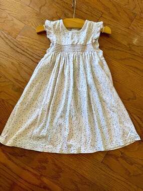 Kissy Kissy Baby Girls Lavender Butterfly Floral Smocked Pima Cotton Dress